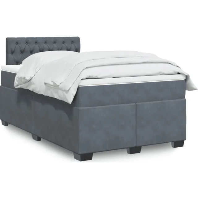 vidaXL Boxspring met matras fluweel donkergrijs 120x190 cm grijs