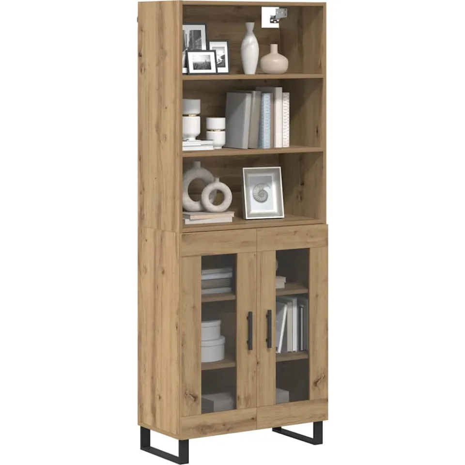 vidaXL Hoge kast 2 st Artisan Eiken 69,5 x 34 x 180 cm Bruin
