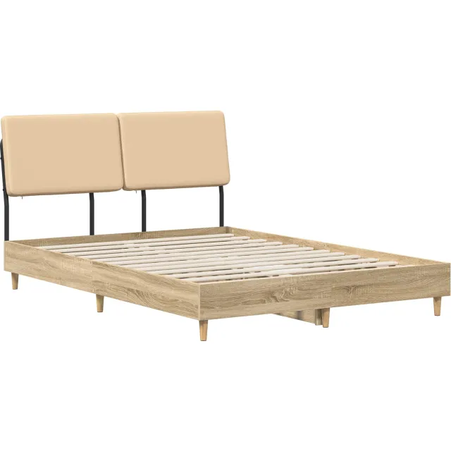 vidaXL Tweepersoonsbed met hoofdbord Sonoma eiken en crème Bruin