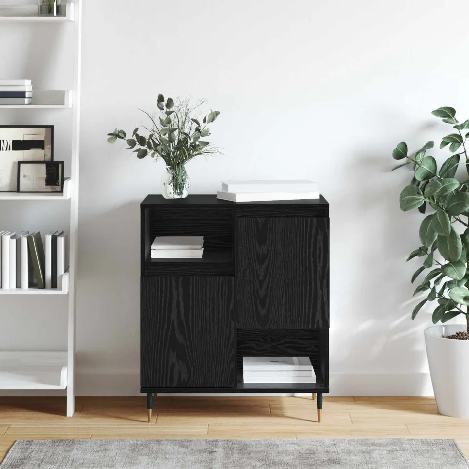 vidaXL Dressoir Zwart Eiken 60 x 35 x 70 cm, foto 4