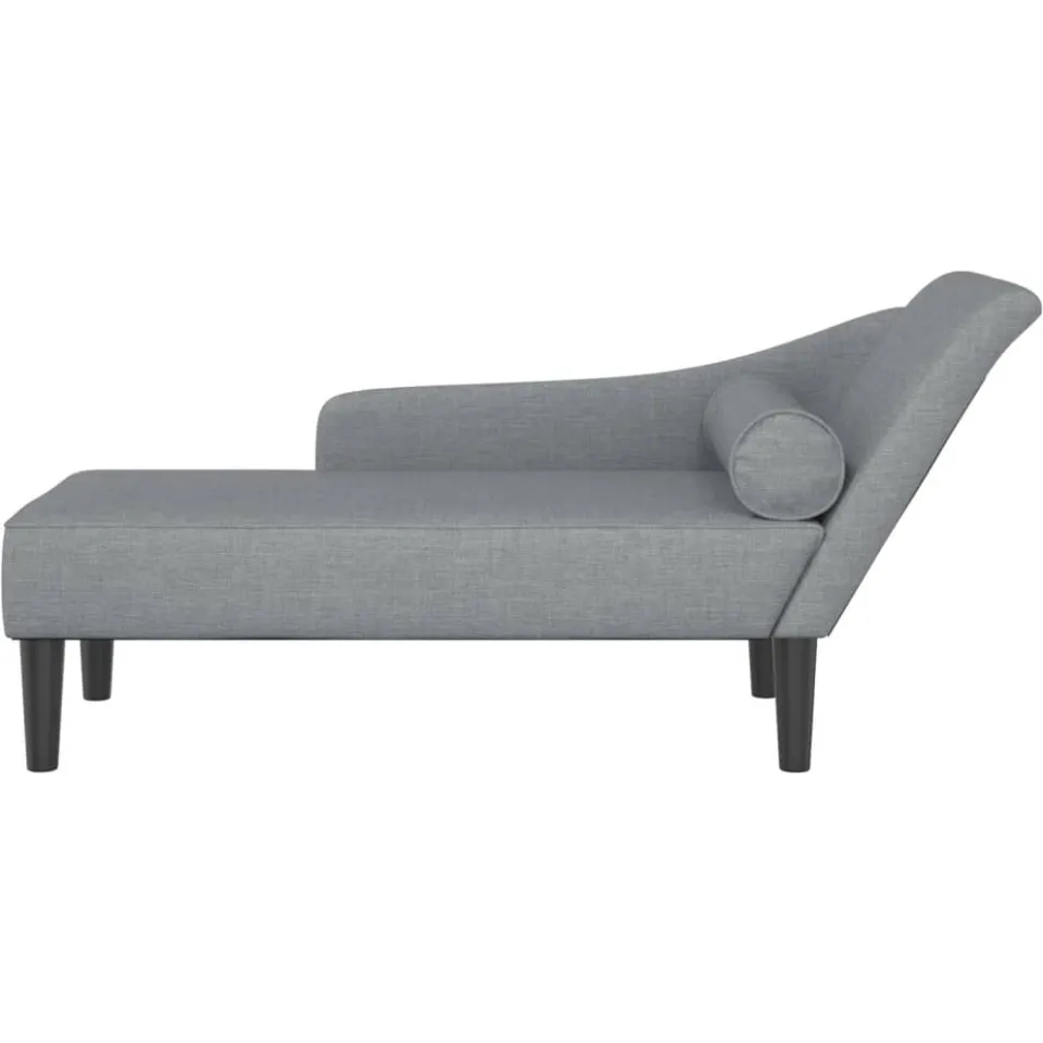 vidaXL Chaise longue met kussens stof lichtgrijs grijs, foto 3