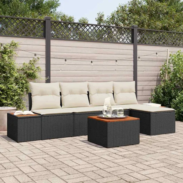 vidaXL Tuinbankenset 6 st Zwart Poly riet, foto 2