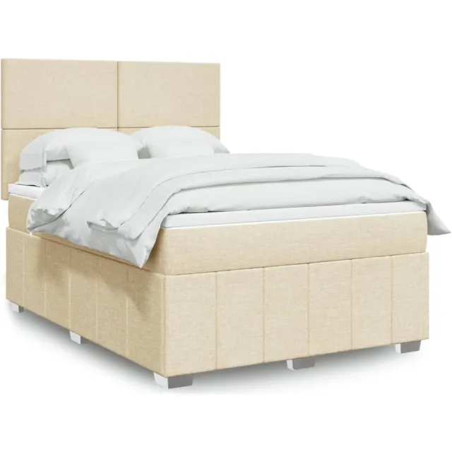 vidaXL Boxspring met matras stof crèmekleurig 140x190 cm