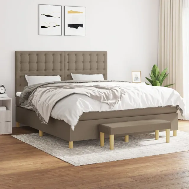 vidaXL Boxspring met matras stof taupe 160x200 cm