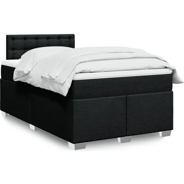 vidaXL Boxspring met matras stof zwart 120x200 cm