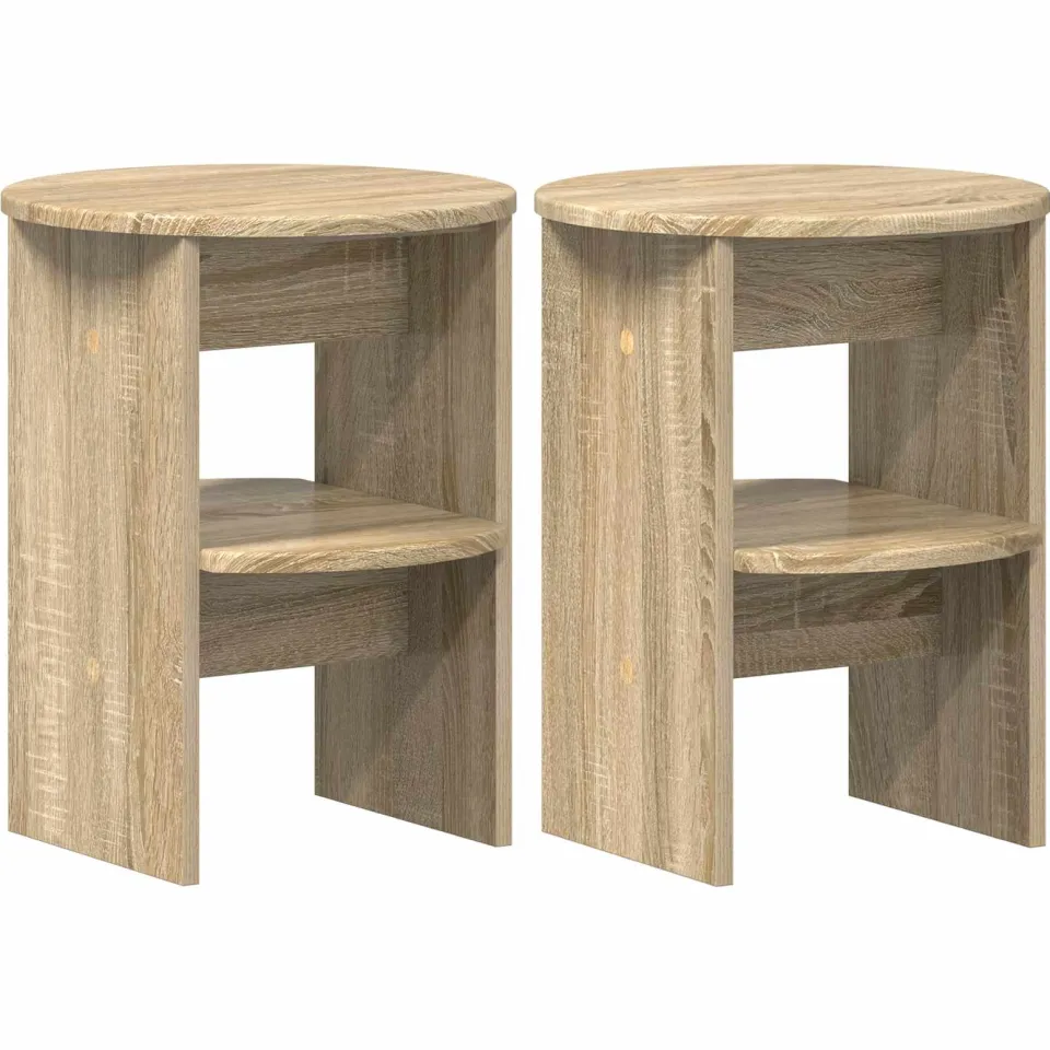 vidaXL Bijzetkast 2 st Sonoma Eiken Ø40 x 50 cm Geconstrueerd hout, foto 3
