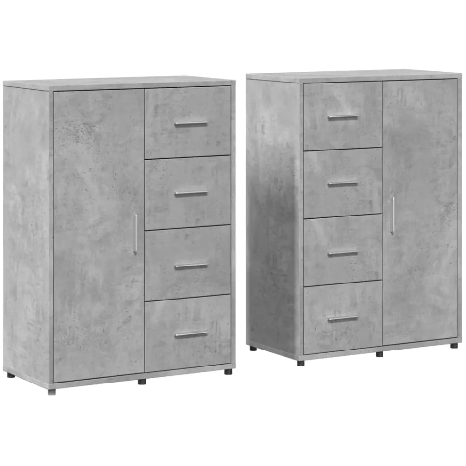 vidaXL Dressoirs 2 st 60x31x84 cm bewerkt hout betongrijs
