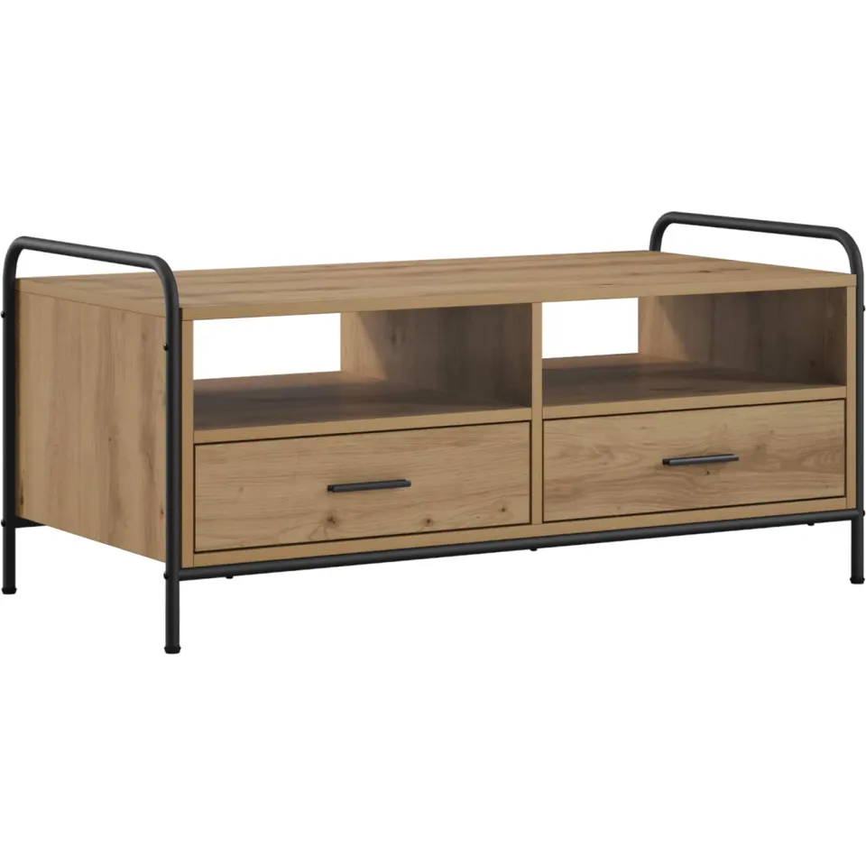 vidaXL Salontafel Artisanaal eiken 99,5 x 49 x 46 cm Bewerkt hout, foto 3