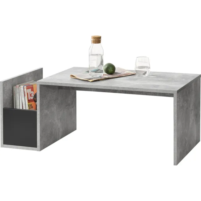 en.casa Salontafel Bollnas met opbergvak 90x45x35 betonlook zwart betonkleurig en zwart