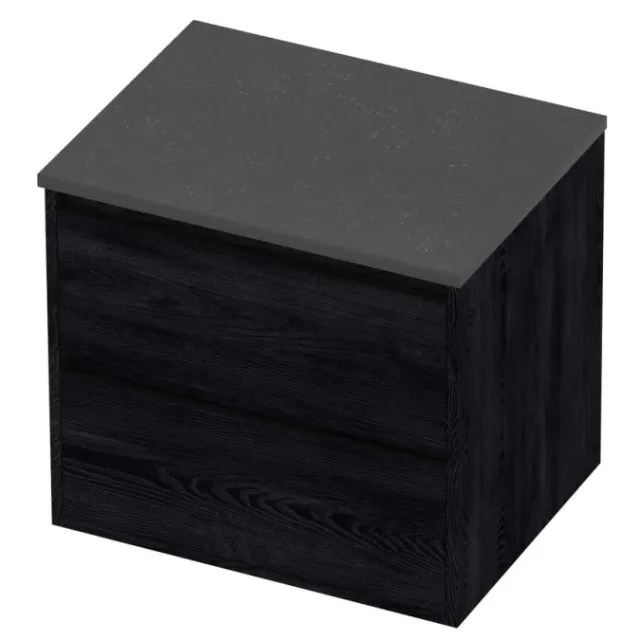 Proline Deck Badmeubelset Hardsteen Greeploos Symmetrisch Kader 60x46x54 cm Blue Stone Black Oak
