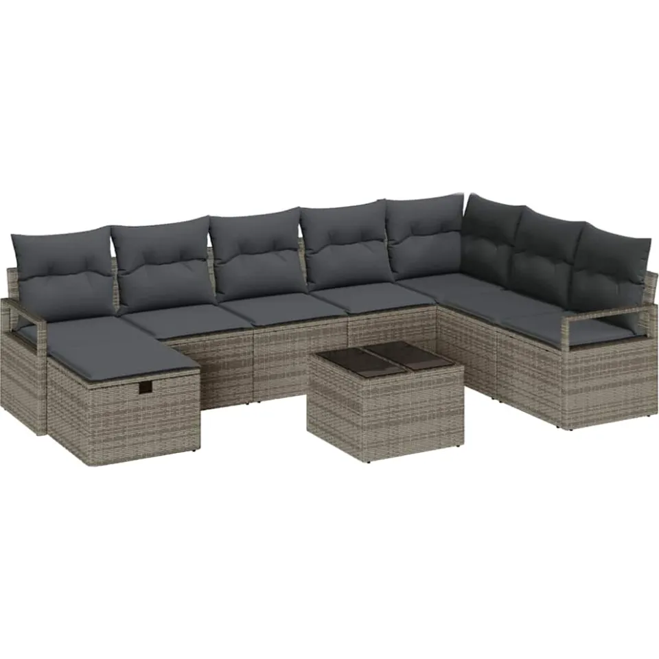 vidaXL Bankstel 6 st poly rattan grijs