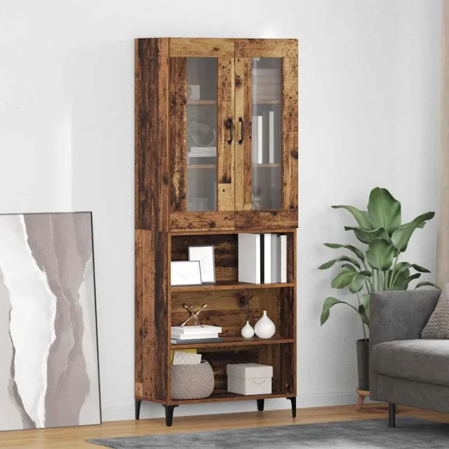 vidaXL Highboard Oud Hout 69,5 x 34 x 180 cm Bewerkt hout Bruin