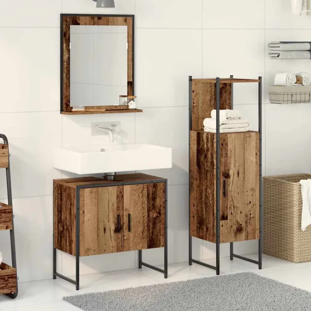 vidaXL Badkamermeubelset 3 st Bruin 33 x 33 x 102,5 cm Bewerkt hout, foto 2