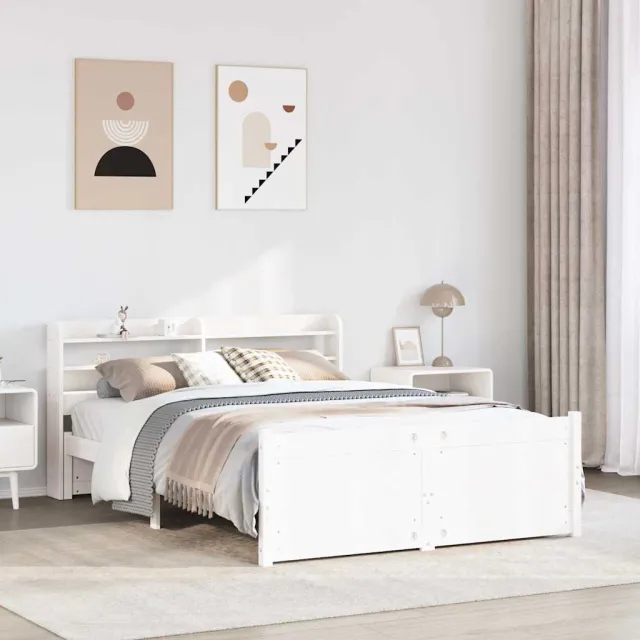 vidaXL Bedframe met hoofdeinde zonder matras 140x200 cm wit