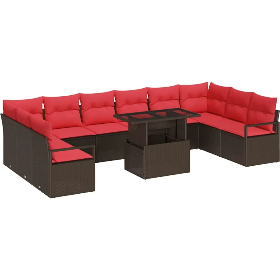 vidaXL Tuin Sofa Set 11 st Bruin poly rattan Grijs