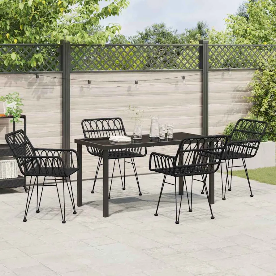 vidaXL Tuin eettafelset 5 st Zwart Gepoedercoat staal, foto 3