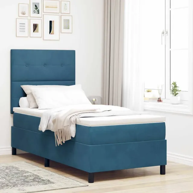 vidaXL LED Box Spring Bed met matras Donkergrijs 90 x 200 cm Fluweel
