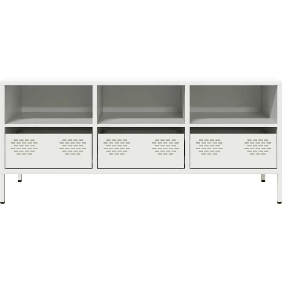 vidaXL Tv-meubel 101,5x39x43,5 cm koudgewalst staal wit, foto 4