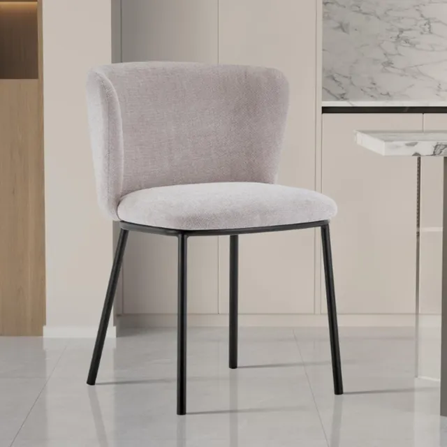 Eetkamerstoel Arthur Beige – Luxe Stof – Zwarte Metalen Poten – Per Stuk - Rousseau