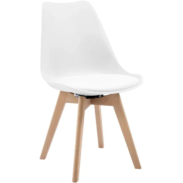 Klarven Eetkamerstoelen Wit - Draaibare Eetkamerstoelen - Eetkamerstoelen Set Van 2 - Eetkamerstoelen Draaibaar - Eetkamerstoelen Hout - Dining Chairs - 360 Graden Draaibaar, Massief Houten Onderstel - Draagvermogen 120 kg - B48xd58,5xh83cm
