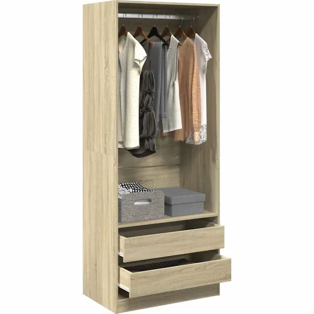 vidaXL Kledingkast 80x50x200 cm bewerkt hout sonoma eikenkleurig