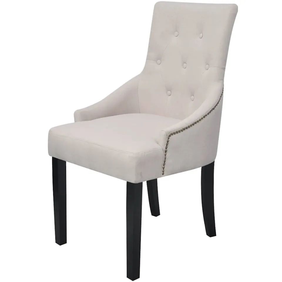 vidaXL Eetkamerstoelen 4 st stof crèmegrijs, foto 2