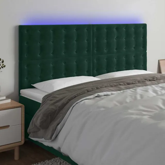 vidaXL Hoofdbord LED 200x5x118/128 cm fluweel donkergroen groen