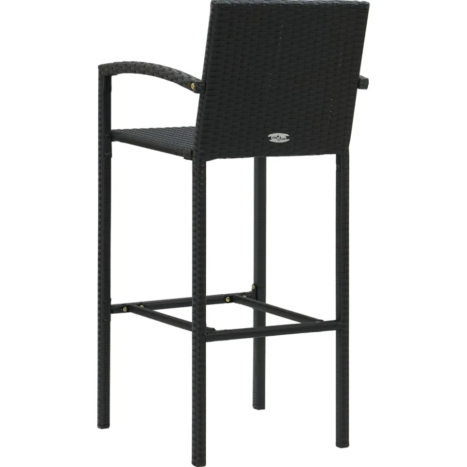 vidaXL Barkrukken 2 st poly rattan zwart, foto 4