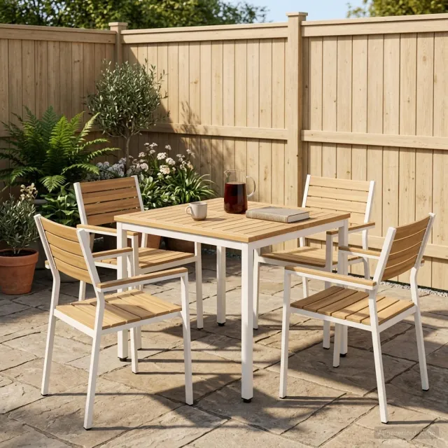 vidaXL Tuindiner tafel NAARDEN Witgewassen 70 x 68,5 x 75 cm, foto 2