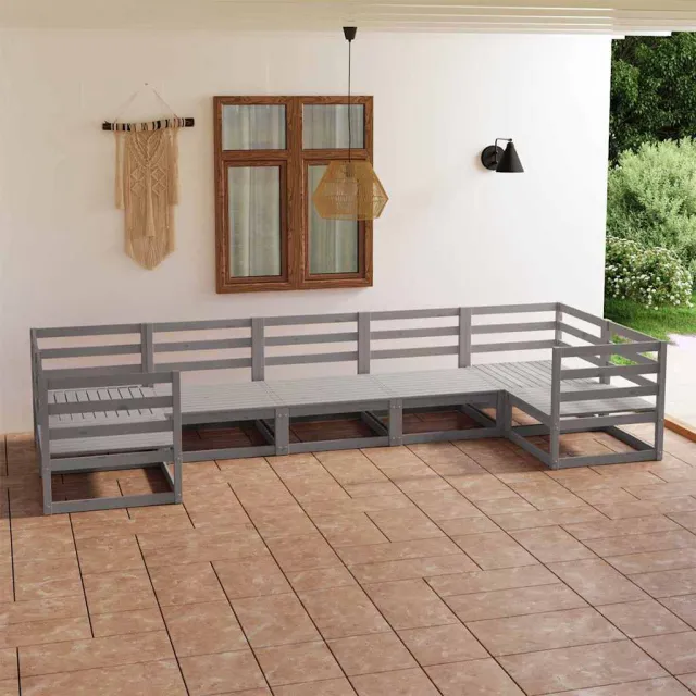 vidaXL 7-delige Loungeset massief grenenhout grijs, foto 2