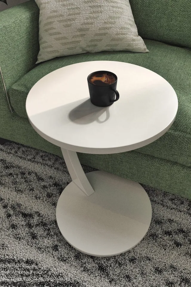 Intergas Wiel C Tafel, Banktafel, 17-03, Bijzettafel, Nesttafel, Servicetafel, Wit