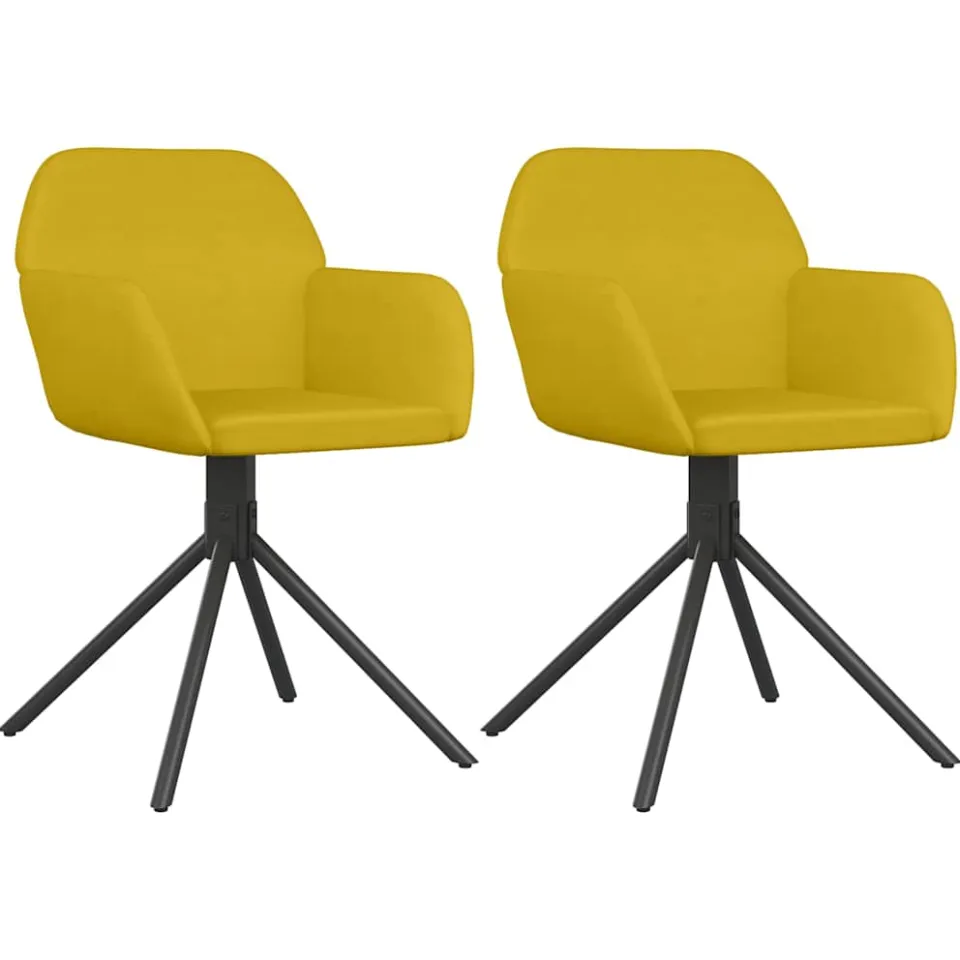 vidaXL Eetkamerstoelen draaibaar 2 st fluweel geel, foto 3