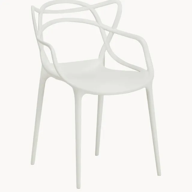 Kartell Eetstoelen Masters met armleuning, 2-delig Wit