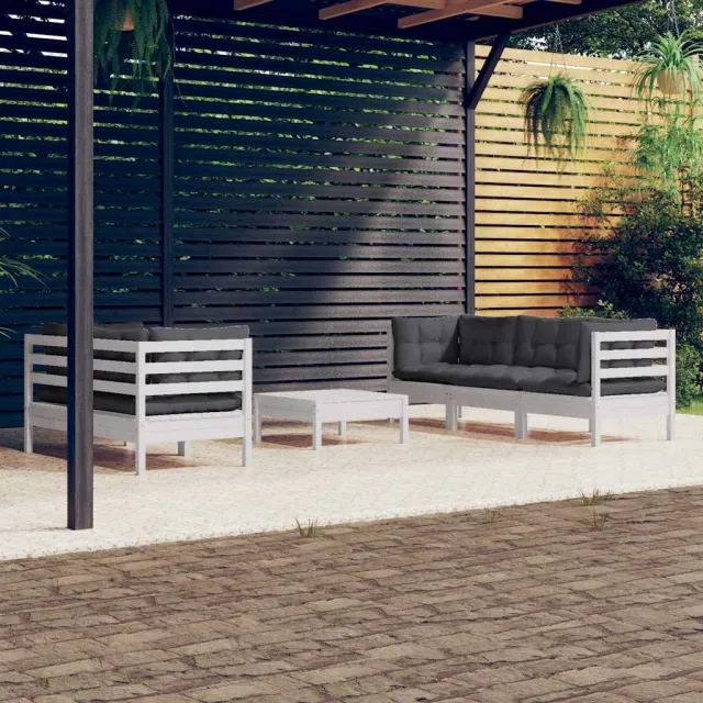 vidaXL 6-delige Loungeset met antracietkleurige kussens grenenhout, foto 2