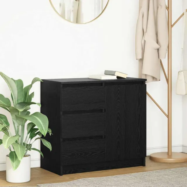 vidaXL Dressoir met lade 71x35x65 cm spaanplaat zwart eikenkleurig, foto 2