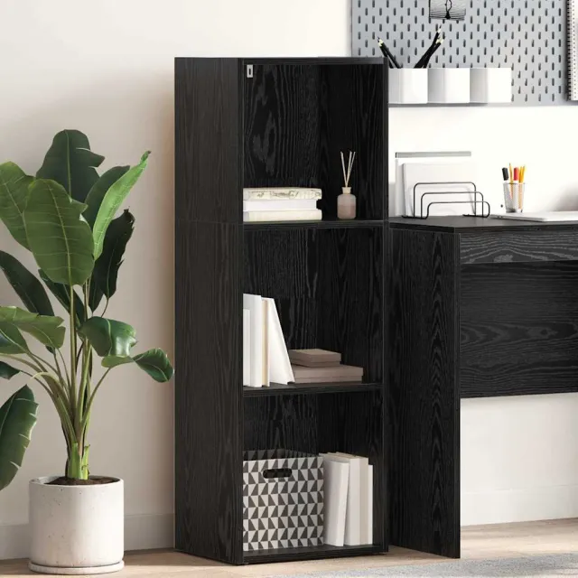 vidaXL Boekenkast 3-laags 40 x 30 x 114 cm Bewerkt hout Zwart Eiken, foto 2