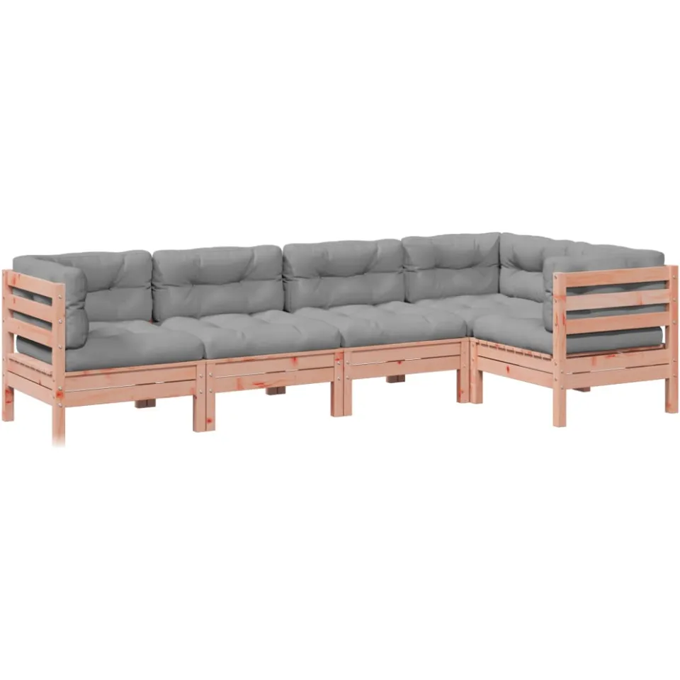 vidaXL 5-delige Loungeset met kussens massief douglas vurenhout Bruin