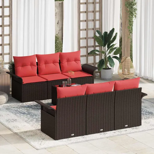vidaXL Tuin Sofa Set 7 st Bruin poly rattan, foto 2