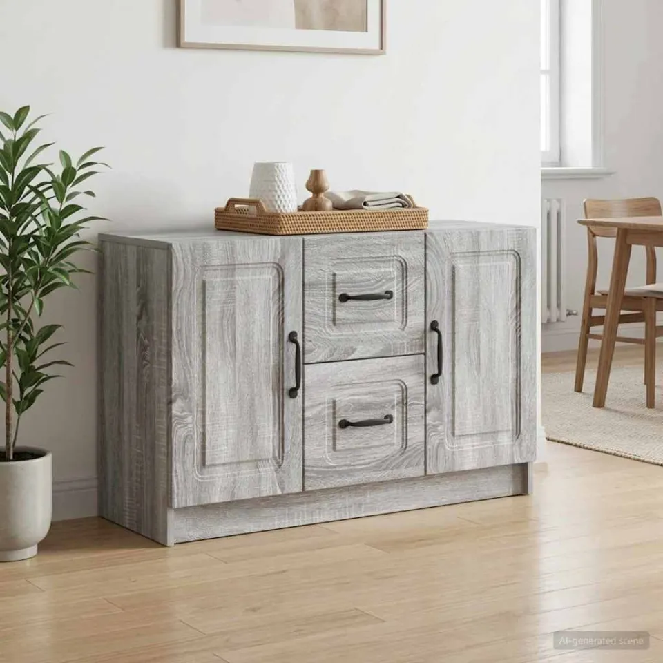 vidaXL Dressoir Grijs sonoma 89 x 34,5 x 57 cm Bewerkt hout, foto 3