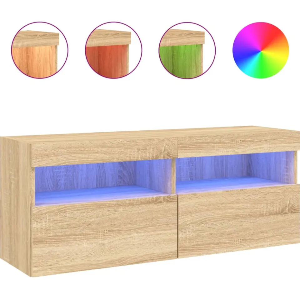 vidaXL Tv-wandmeubel met LED-verlichting 100x30x40 cm sonoma eiken Bruin