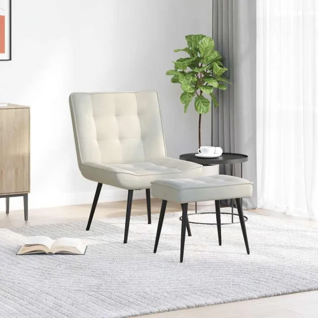 vidaXL Relaxstoel met voetenbank fluweel crèmekleurig