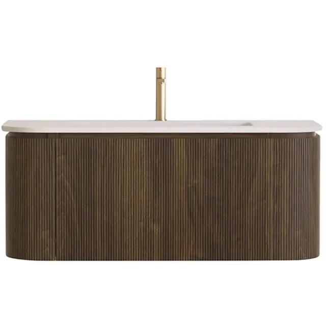 Sanilux Badmeubelset Sanilux Eleganza 100 cm Solid Surface 1 Kraangat Dark Walnut