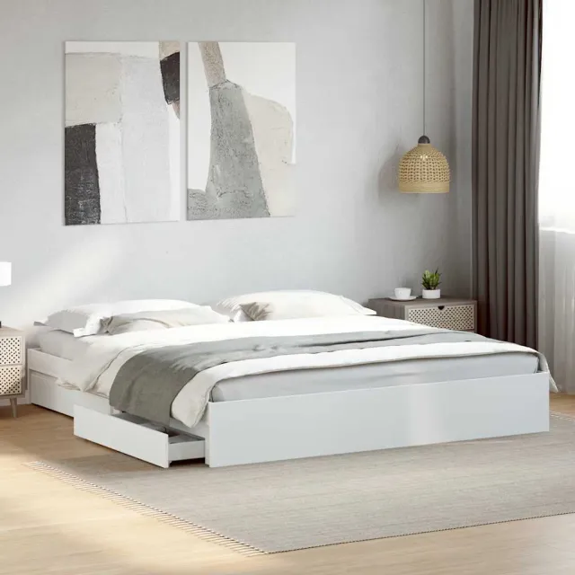 vidaXL Bedframe met lades bewerkt hout wit 180x200 cm