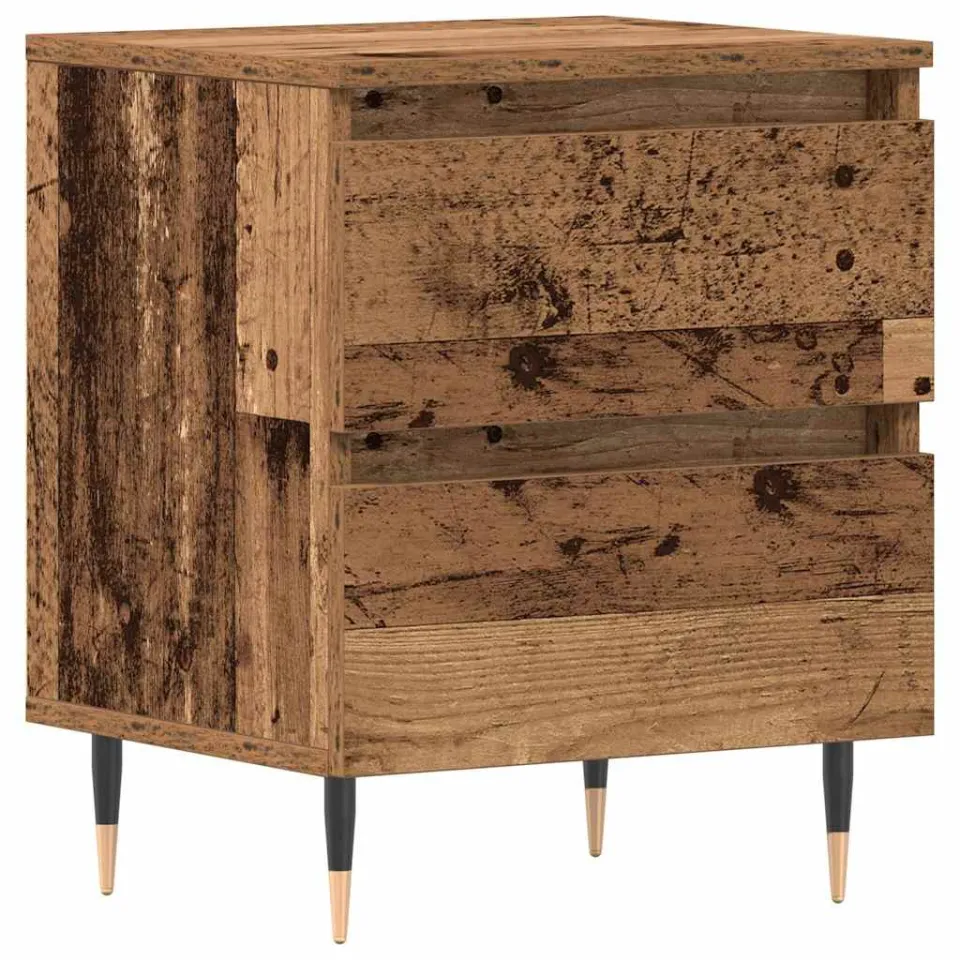 vidaXL Nachtkastje Oudhout 40 x 35 x 50 cm Bewerkt hout bruin, foto 3