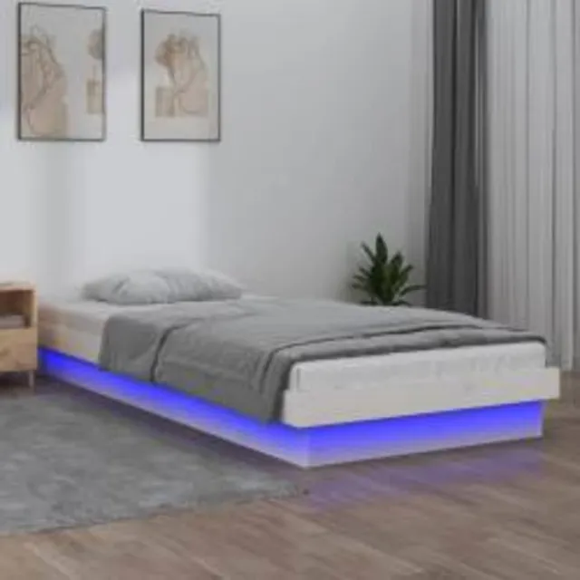vidaXL Bedframe LED massief hout 90x200 cm Wit