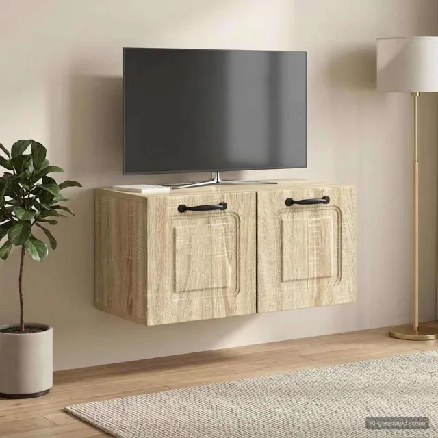 vidaXL Wandbeugel TV-kast Sonoma Eiken 59,5 x 31 x 30 cm Bewerkt hout Bruin