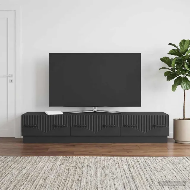 vidaXL TV-kast met lade Zwart 147 x 34,5 x 27 cm Bewerkt hout, foto 2