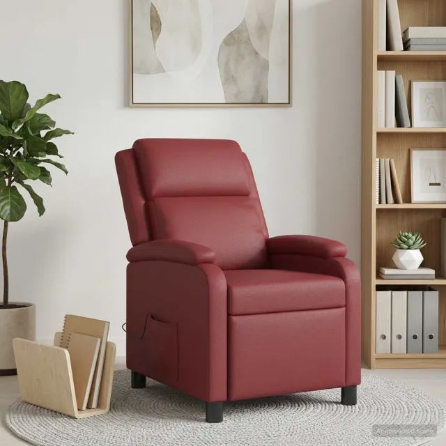 vidaXL Massage Recliner Wijnrood Kunstleer