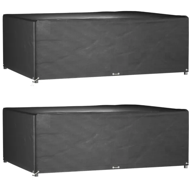 vidaXL Tuinmeubelhoezen 2 st 12 oogjes rechthoekig 270x180x90 cm Zwart