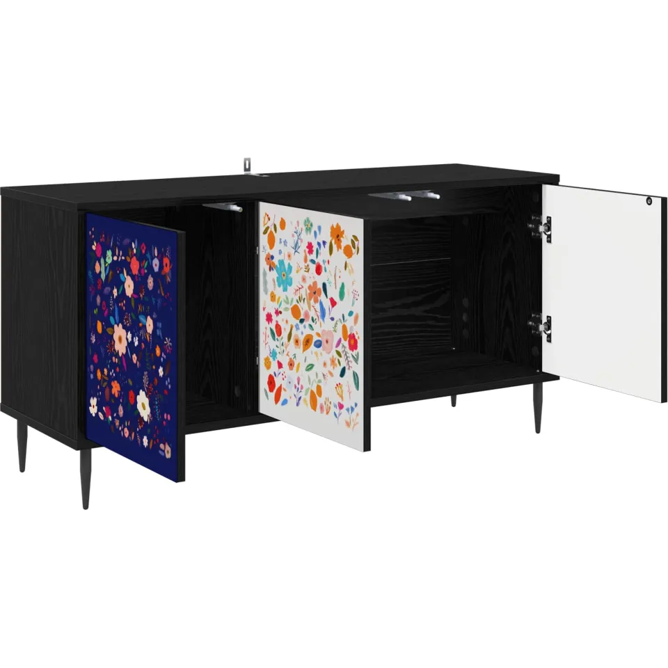 vidaXL Tv-meubel MAINZ 102 x 33 x 51 cm Zwart eiken Bewerkt hout